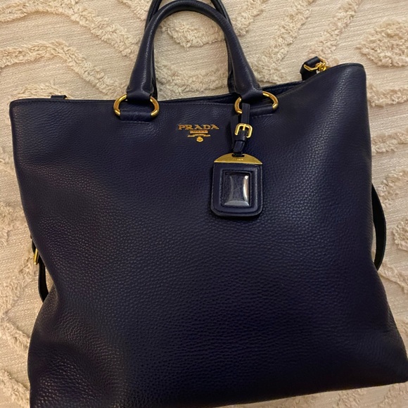 PRADA Vitello Phenix Tote Navy Blue - Picture 2 of 11
